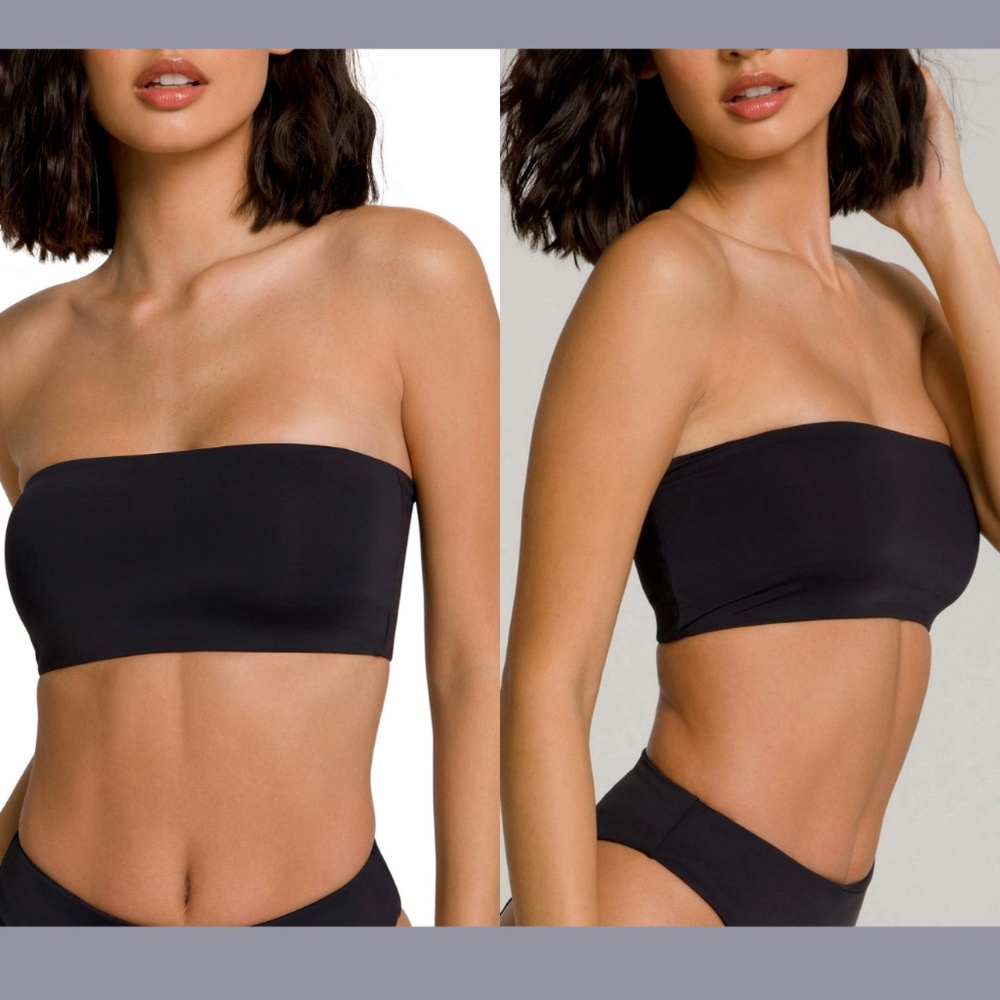 NEW‎ Good American [ 2 GA ] Better Band Strapless Bikini Top in Black